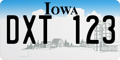 IA license plate DXT123