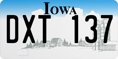 IA license plate DXT137