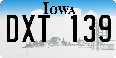 IA license plate DXT139