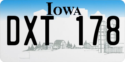 IA license plate DXT178