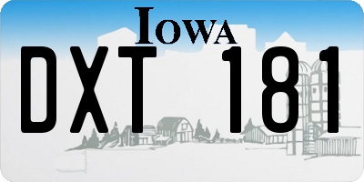 IA license plate DXT181