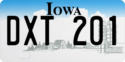 IA license plate DXT201