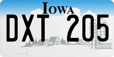 IA license plate DXT205