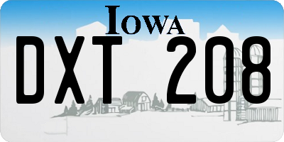 IA license plate DXT208