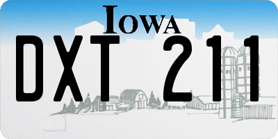 IA license plate DXT211