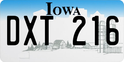 IA license plate DXT216