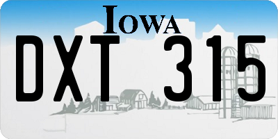 IA license plate DXT315