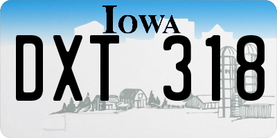 IA license plate DXT318