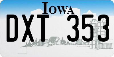 IA license plate DXT353
