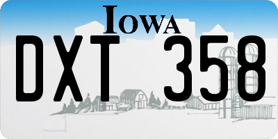 IA license plate DXT358