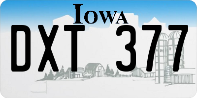 IA license plate DXT377