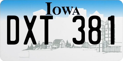 IA license plate DXT381