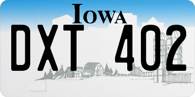 IA license plate DXT402