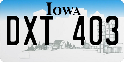 IA license plate DXT403
