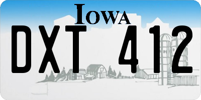 IA license plate DXT412