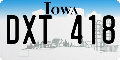 IA license plate DXT418