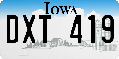 IA license plate DXT419