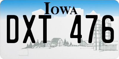 IA license plate DXT476