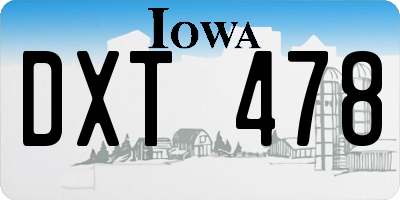 IA license plate DXT478