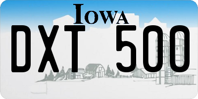 IA license plate DXT500