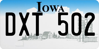 IA license plate DXT502