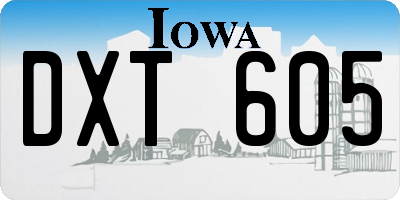 IA license plate DXT605