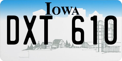 IA license plate DXT610