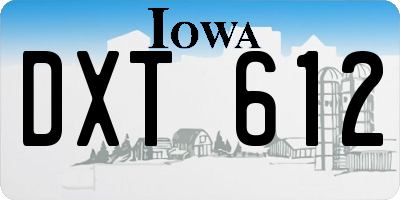 IA license plate DXT612