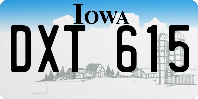 IA license plate DXT615