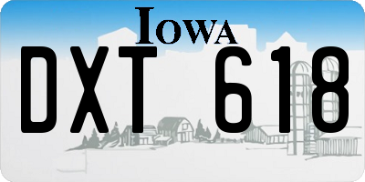 IA license plate DXT618