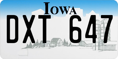IA license plate DXT647