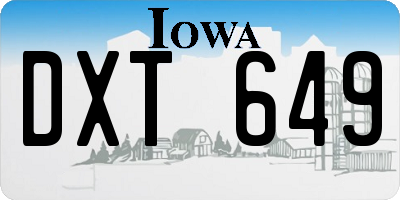 IA license plate DXT649