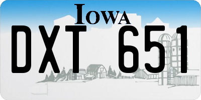 IA license plate DXT651