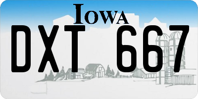 IA license plate DXT667