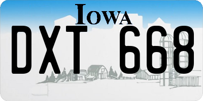 IA license plate DXT668