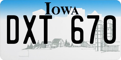 IA license plate DXT670