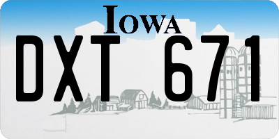 IA license plate DXT671