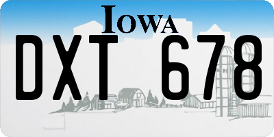 IA license plate DXT678