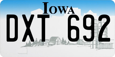IA license plate DXT692