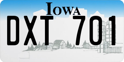 IA license plate DXT701