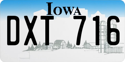 IA license plate DXT716