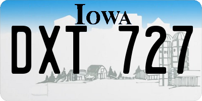 IA license plate DXT727