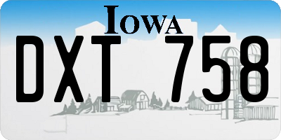 IA license plate DXT758