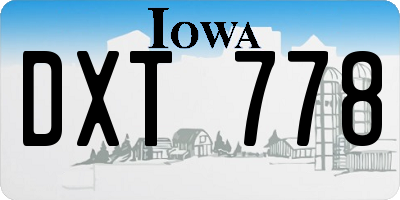 IA license plate DXT778