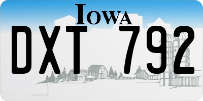 IA license plate DXT792