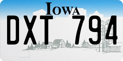 IA license plate DXT794