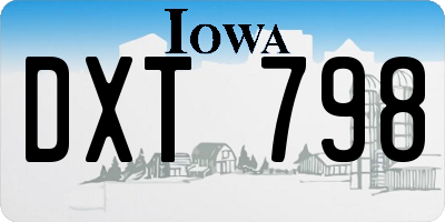 IA license plate DXT798