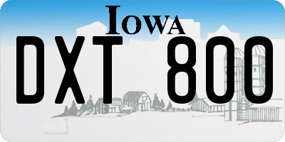 IA license plate DXT800