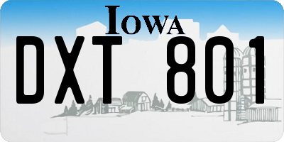 IA license plate DXT801