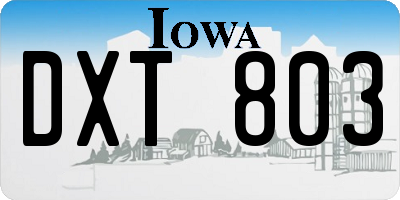 IA license plate DXT803